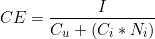 \[CE = \frac{I}{C_u + (C_i * N_i)}\]