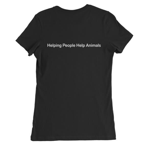 Back of t-shirt with tagline "Helping People Help Animals"