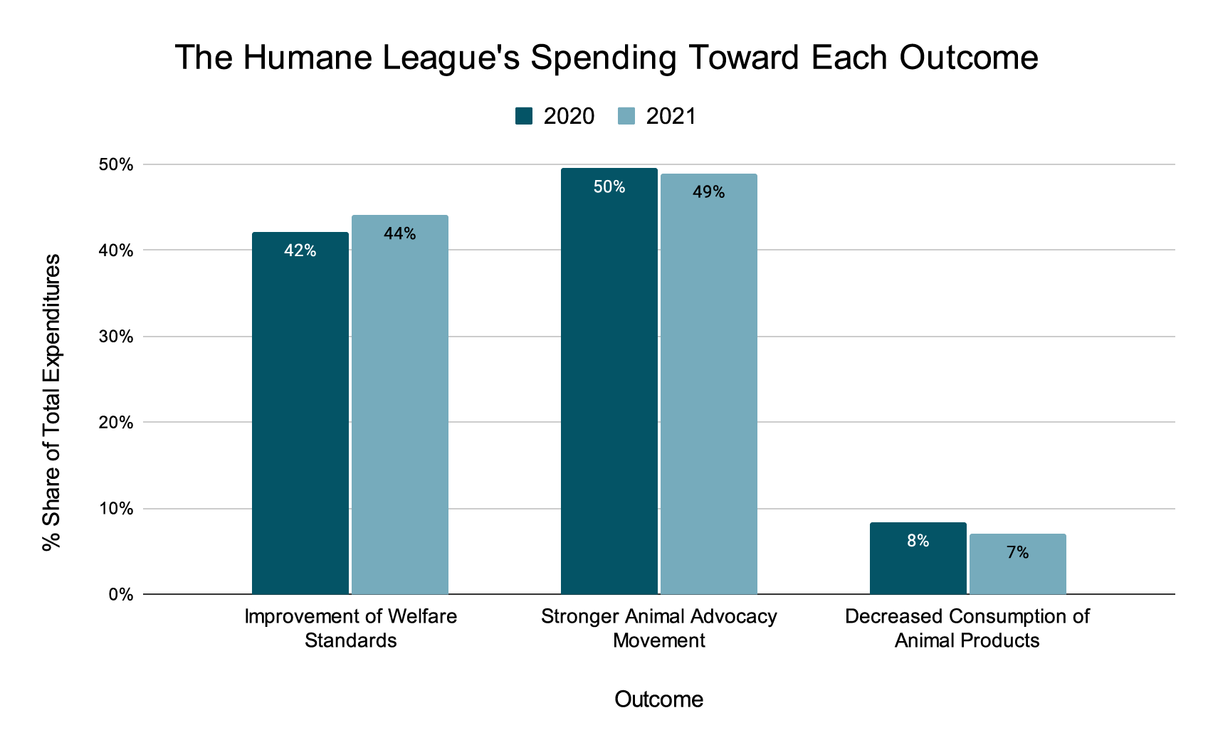 THL Spending Toward Each Outcome 2021