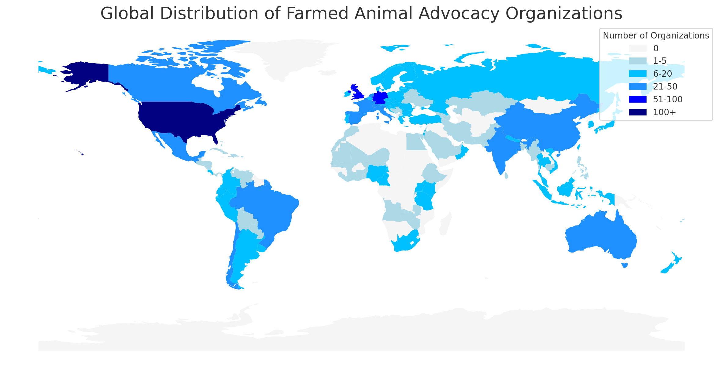 Animal charities world map